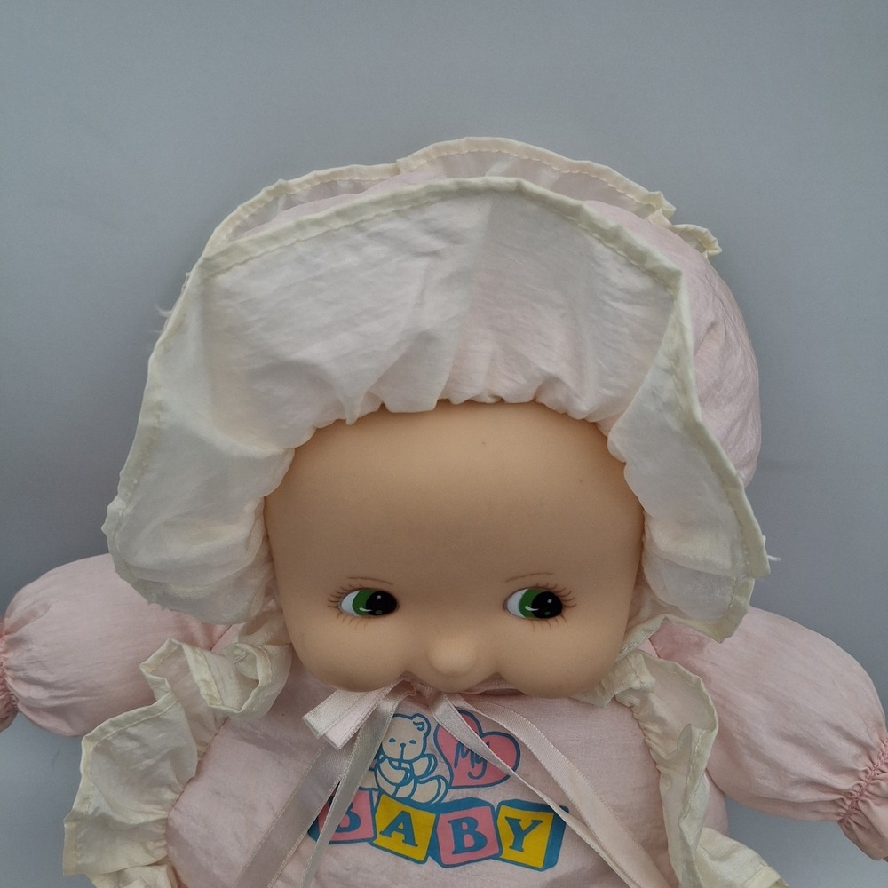 Nylon Dandee Soft VTG Expressions My First Baby Doll Rattle Plush Toy Light Pink - Picture 4 of 14